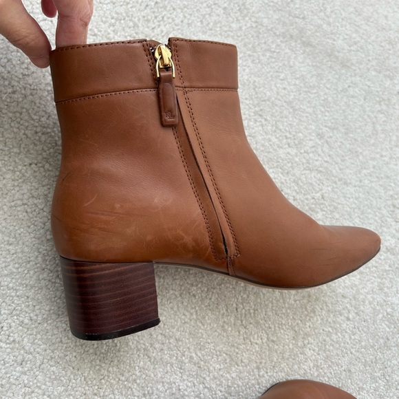 Lauren Ralph Lauren Wynne Polo Tan Leather Burnished Calf Ankle Boots - Picture 8 of 13